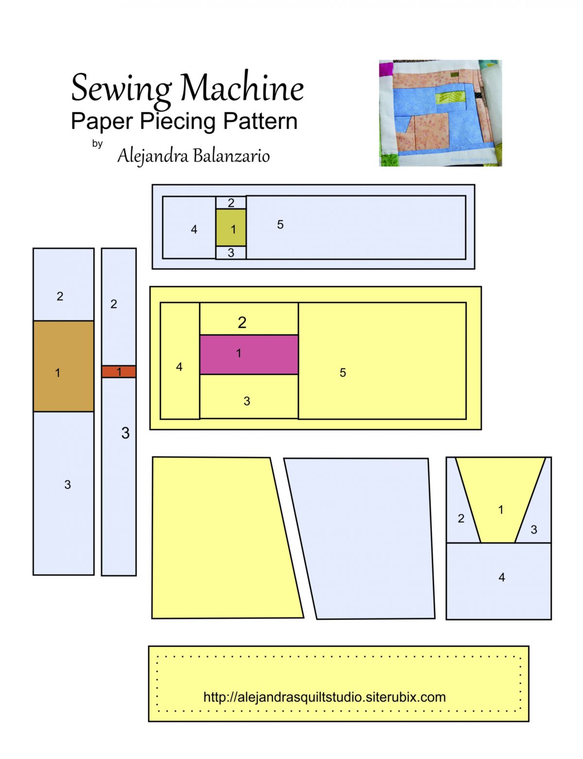 Sewing Machine free pattern Alejandra's Quilt Studio
