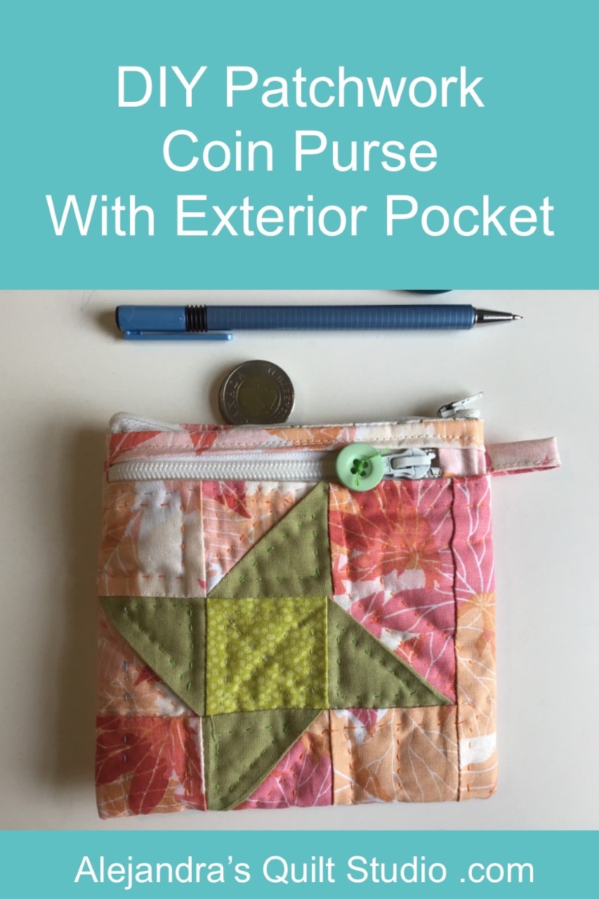 Patchwork Coin Purse With Exterior Pocket