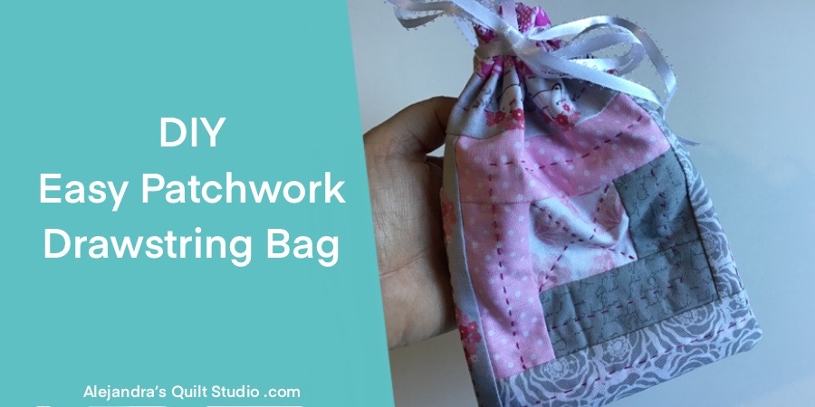 Easy Patchwork Drawstring Bag
